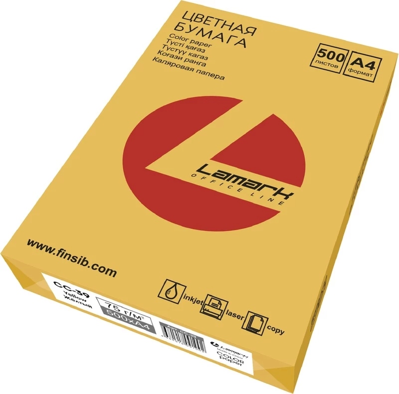 Бумага, желтая, интенсив А4 (500л) 80г.