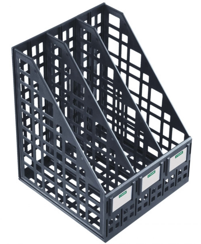 Подставка для папок 3-х секционная сборная, чёрная "стамм"